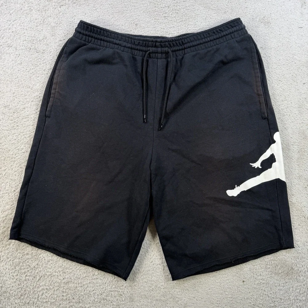 Air Jordan Shorts Mens Large Black Fleece Drawstring Jumpman Active Gym Pocket